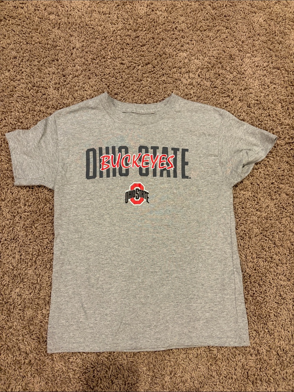 Ohio State Pro Edge Gray Tee with Red Logo Accents